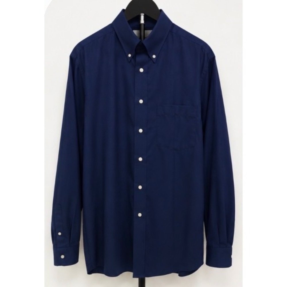 Roundtree & Yorke Gold Label Navy Blue Non-Iron Cotton Twill Dress Shirt 16 34